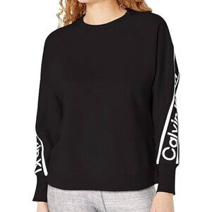 Calvin Klein Performance Womens Sweatshirt Top Logo Tape  Black 1X